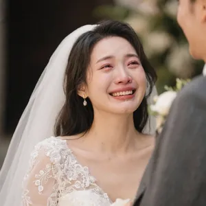 A bride on her wedding day, smiling with tears of joy in her eyes. - Bytedance Seedream 3.0