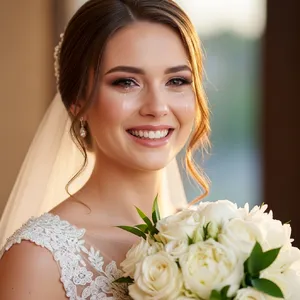 A bride on her wedding day, smiling with tears of joy in her eyes. - Google Imagen 4.0 Ultra