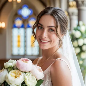 A bride on her wedding day, smiling with tears of joy in her eyes. - Ideogram Ideogram 3.0 (Quality)