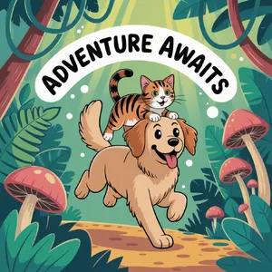 A cartoon of a cat and a dog on an adventure, drawn in a colorful 2D style. - Ideogram Ideogram 3.0 (Quality)