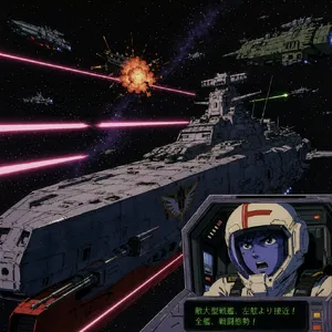 A 90s anime-style space battle scene with giant starships and laser beams. - OpenAI GPT Image 2