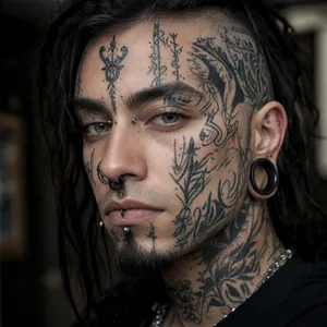 A portrait of a person with elaborate facial tattoos and piercings, shown in sharp detail. - OpenAI GPT Image 2