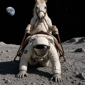 A realistic astronaut being ridden by a horse, photorealistic depiction in outer space with accurate lighting and proportions - OpenAI GPT Image 2