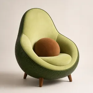 An armchair designed in the shape of an avocado, presented in a contemporary product photography style with professional studio lighting against a minimalist background. - OpenAI GPT Image 2