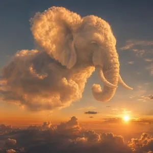 An elephant made of clouds floating in a sunset sky, rendered in a surrealist photorealistic style with ethereal golden lighting and atmospheric depth. - OpenAI GPT Image 2