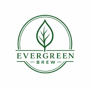 Minimalist logo for a sustainable coffee brand 'Evergreen Brew', single leaf motif, clean lines, vector style, white background. 'Evergreen Brew' contained as text in logo - OpenAI GPT Image 2