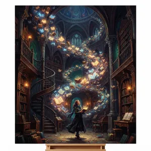 A library where the books are glowing and floating in mid-air, illustrated in a magical realism style with dramatic lighting and rich atmospheric colors. - Google Nano Banana 2 Lite