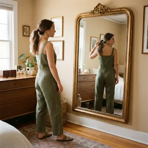 A person standing before a mirror, with their front and reflected back both visible. - Google Nano Banana 2 Lite