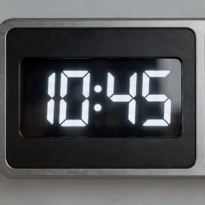 A digital clock display showing the time 