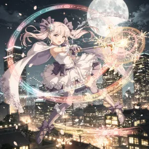 A magical girl character in a frilly dress, casting a spell (classic anime trope). - Black Forest Labs FLUX.2 Max