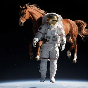 A realistic astronaut being ridden by a horse, photorealistic depiction in outer space with accurate lighting and proportions - Black Forest Labs FLUX.2 Max