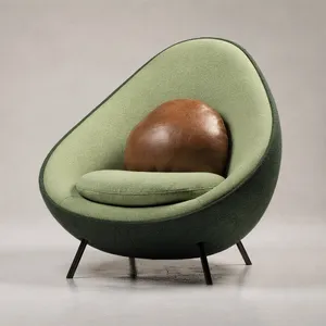 An armchair designed in the shape of an avocado, presented in a contemporary product photography style with professional studio lighting against a minimalist background. - Black Forest Labs FLUX.2 Max