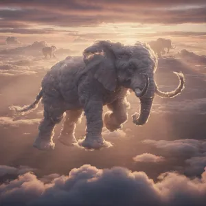 An elephant made of clouds floating in a sunset sky, rendered in a surrealist photorealistic style with ethereal golden lighting and atmospheric depth. - Black Forest Labs FLUX.2 Max
