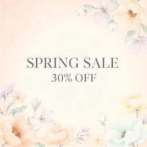Instagram post graphic: 'SPRING SALE 30% OFF'. Floral background, pastel colors, elegant serif font style visually integrated. - Black Forest Labs FLUX.2 Max