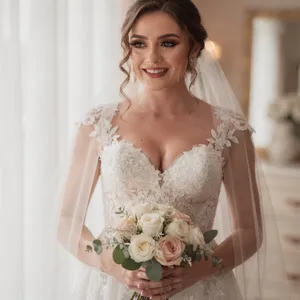 A bride on her wedding day, smiling with tears of joy in her eyes. - Black Forest Labs Flux 2 Pro