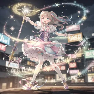 A magical girl character in a frilly dress, casting a spell (classic anime trope). - Black Forest Labs Flux 2 Pro