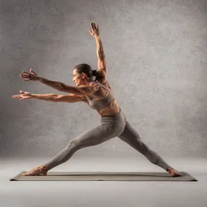 A yoga practitioner in a complex pose, arms and legs fully extended (full-body view). - Black Forest Labs Flux 2 Pro