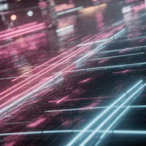 Abstract background graphic, cyberpunk aesthetic, neon pink/blue light trails on dark grid, sense of digital speed, for desktop wallpaper. - Black Forest Labs Flux 2 Pro