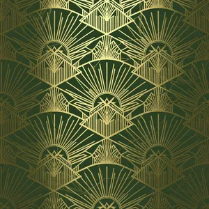 Seamless geometric pattern, Art Deco style, gold lines on deep emerald green background, high resolution texture for print. - Black Forest Labs Flux 2 Pro