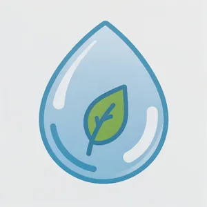 Visual element for an infographic about water conservation. Stylized water droplet icon containing a small green leaf, clean vector art. - Black Forest Labs Flux 2 Pro