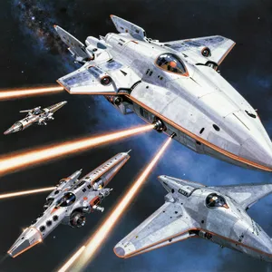A 90s anime-style space battle scene with giant starships and laser beams. - Alibaba Z-Image Turbo