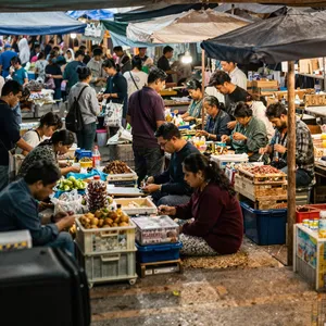 A bustling market scene with dozens of people buying and selling goods. - Alibaba Z-Image Turbo