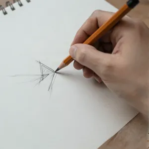 A hand drawing a sketch on paper with a pencil, the hand and pencil tip in clear focus. - Alibaba Z-Image Turbo