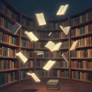 A library where the books are glowing and floating in mid-air, illustrated in a magical realism style with dramatic lighting and rich atmospheric colors. - Alibaba Z-Image Turbo