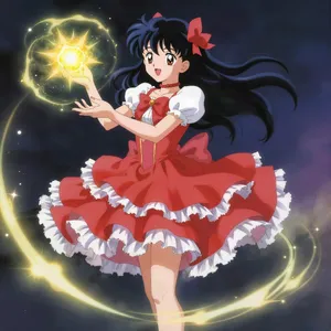 A magical girl character in a frilly dress, casting a spell (classic anime trope). - Alibaba Z-Image Turbo
