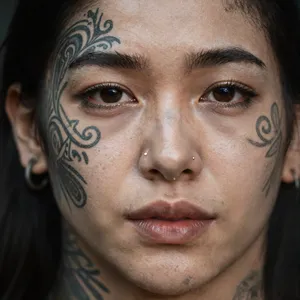 A portrait of a person with elaborate facial tattoos and piercings, shown in sharp detail. - Alibaba Z-Image Turbo