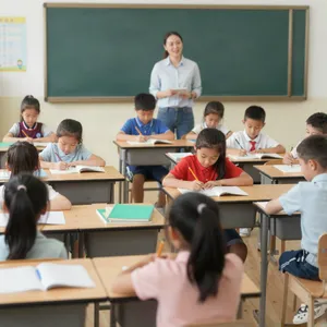 A school classroom of children and a teacher, each student engaged in a different activity. - Alibaba Z-Image Turbo