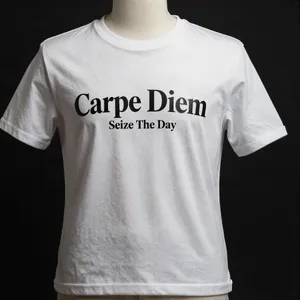 A wrinkled white T-shirt with 