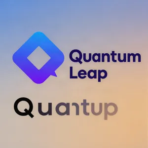 Abstract geometric logo for tech startup 'Quantum Leap', evoking connection & speed, vibrant blue/purple gradient, sharp angles. 'Quantum Leap' as text contained in logo. - Alibaba Z-Image Turbo