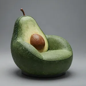 An armchair designed in the shape of an avocado, presented in a contemporary product photography style with professional studio lighting against a minimalist background. - Alibaba Z-Image Turbo