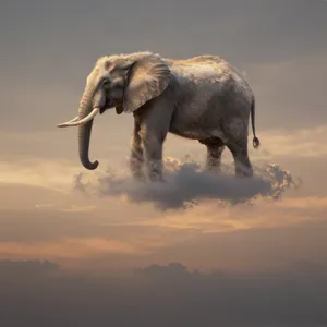 An elephant made of clouds floating in a sunset sky, rendered in a surrealist photorealistic style with ethereal golden lighting and atmospheric depth. - Alibaba Z-Image Turbo