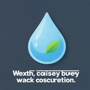 Visual element for an infographic about water conservation. Stylized water droplet icon containing a small green leaf, clean vector art. - Alibaba Z-Image Turbo