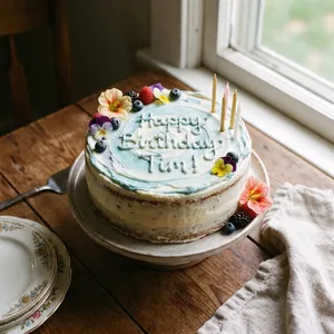 A birthday cake with icing that spells 