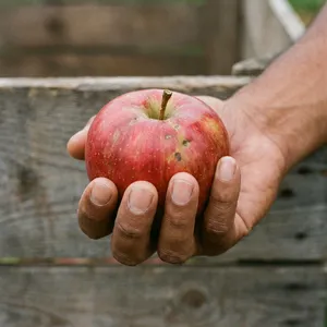 A realistic photo of a hand holding a red apple, with all fingers clearly visible. - Google Nano Banana Pro