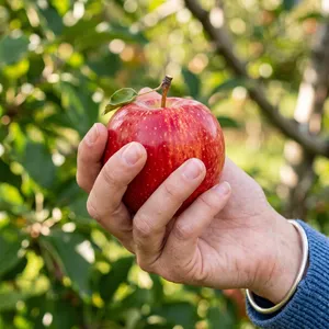 A realistic photo of a hand holding a red apple, with all fingers clearly visible. - Google Nano Banana 2