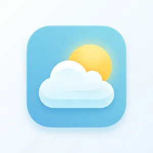 App icon design for a weather app. Minimalist representation of a sun partially behind a stylized cloud, subtle gradient, modern flat style. - Google Nano Banana 2