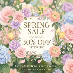 Instagram post graphic: 'SPRING SALE 30% OFF'. Floral background, pastel colors, elegant serif font style visually integrated. - Google Nano Banana 2