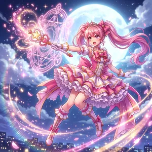 A magical girl character in a frilly dress, casting a spell (classic anime trope). - Google Nano Banana 2.1