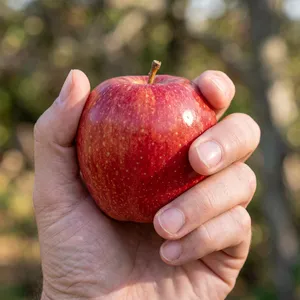 A realistic photo of a hand holding a red apple, with all fingers clearly visible. - Google Nano Banana 2.1