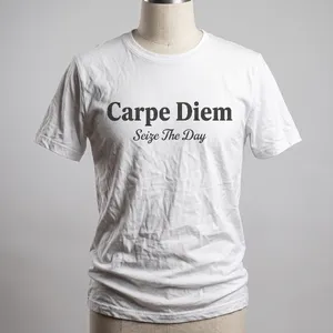 A wrinkled white T-shirt with 