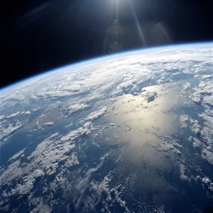 Photorealistic aerial photograph clearly showing the edge of the Earth from space, capturing realistic curvature, atmosphere, and sunlight reflections - Google Nano Banana 2.1