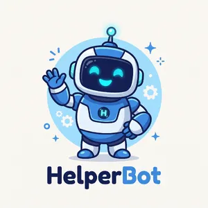 Simple flat vector mascot: friendly smiling robot character 'HelperBot', approachable design, primarily blue and white. - Google Nano Banana 2.1