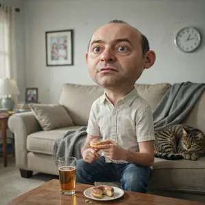 A famous cartoon character (e.g. Homer Simpson) rendered fully photorealistically as if a real human being, accurately preserving recognizable facial features and proportions - Ideogram Ideogram 4.0 (Quality)