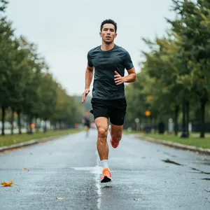 A runner mid-stride in a full-body action shot, limbs in motion and well-defined. - Ideogram Ideogram 4.0 (Quality)