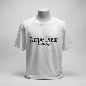 A wrinkled white T-shirt with 