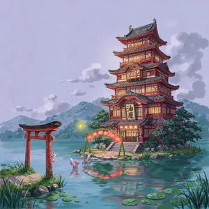 An enchanted bathhouse with glowing lanterns and spirits. Recreate the visual style of 'Spirited Away' by Studio Ghibli, with Miyazaki's ornate architecture and magical atmosphere. - Ideogram Ideogram 4.0 (Quality)